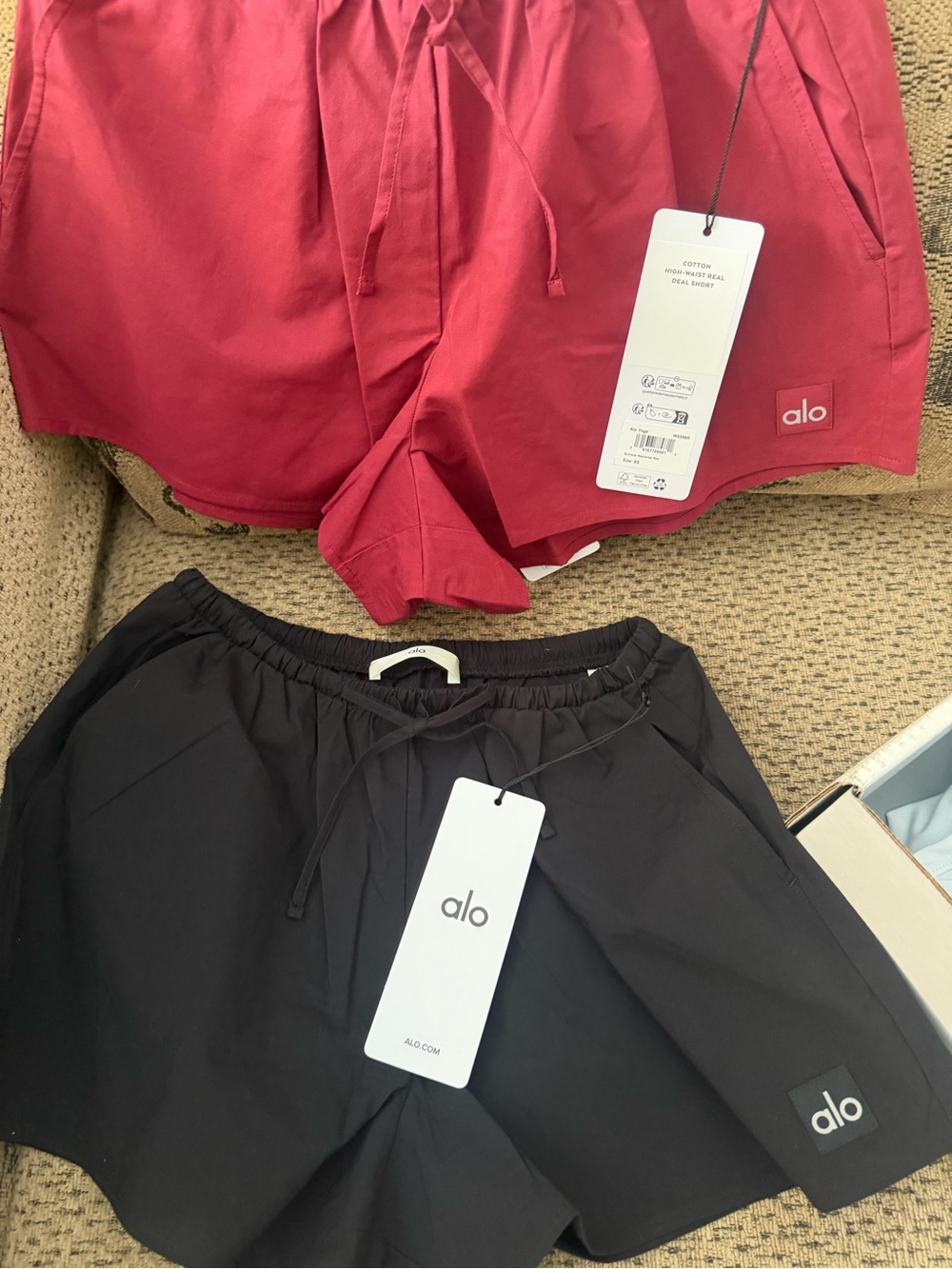 ALO Yoga Women's Athletic Shorts in Red and Black